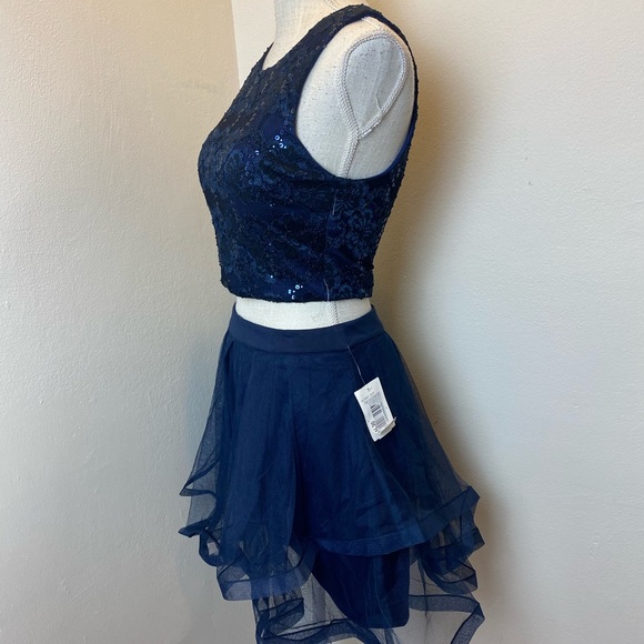 Nights by Teeze Me Navy 2 Piece Sequin/Tulle Special Occasion Dress - Picture 2 of 11